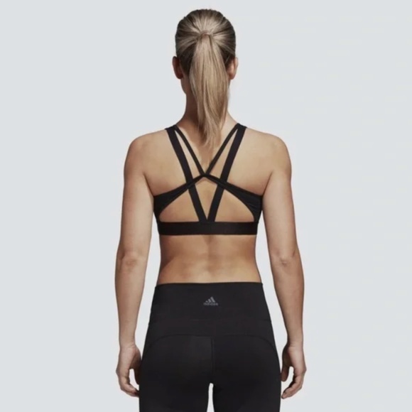Adidas Womens Training Halter Bra / Compression Crop Top With Strapy Cutout Back - Picture 4 of 12